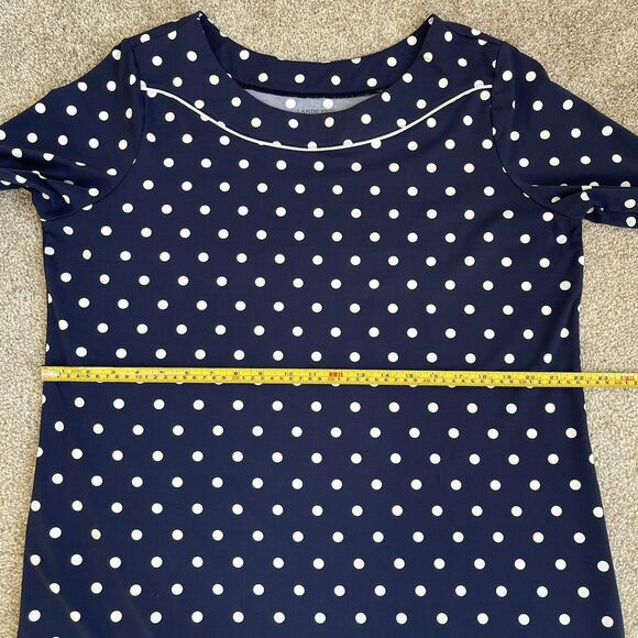 Lands End Navy Polka Dot Sheath Casual Dress XL Preppy Resort Summer Nautical - Picture 11 of 14